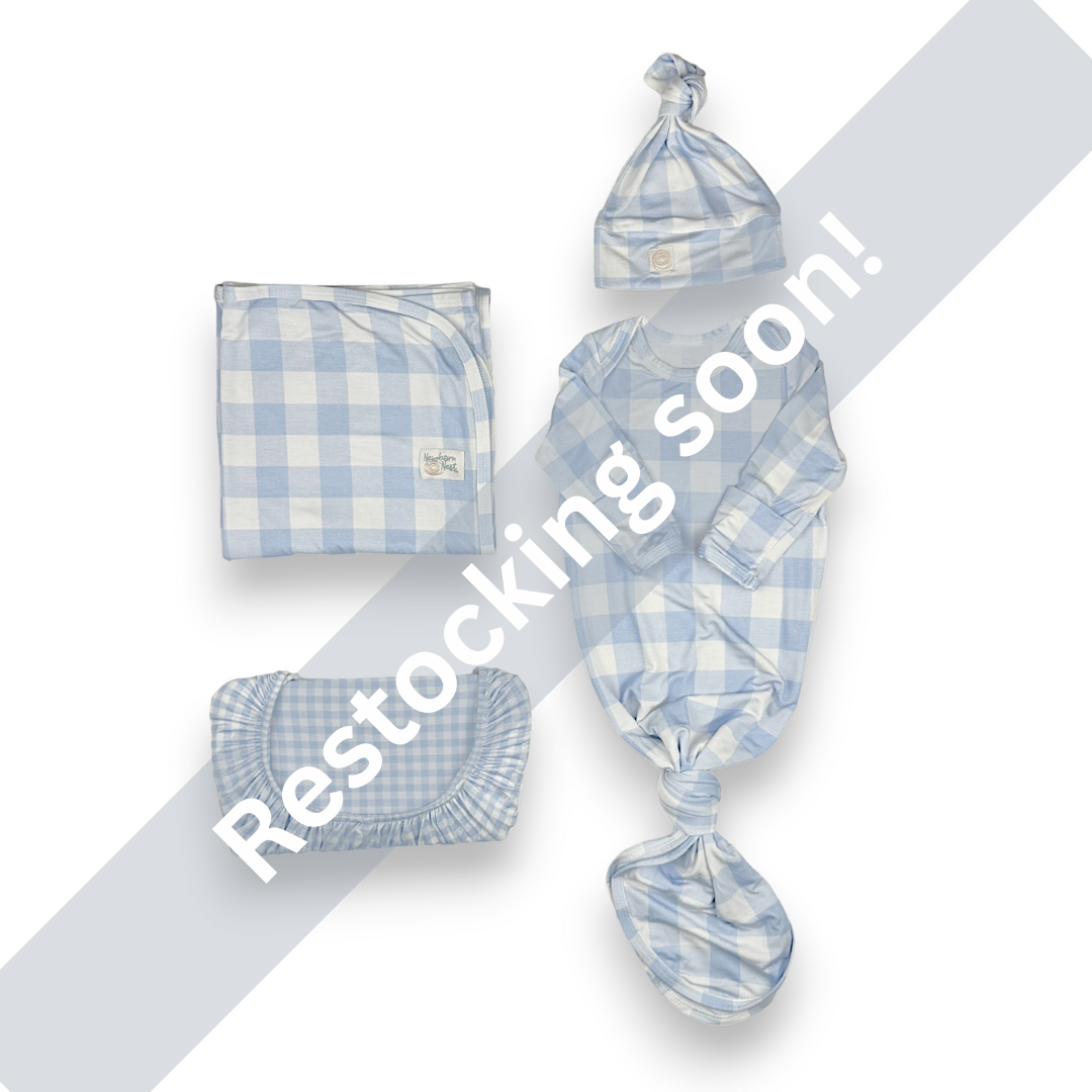 Sunday Picnic, Dusty Blue - Bamboo Newborn Nest