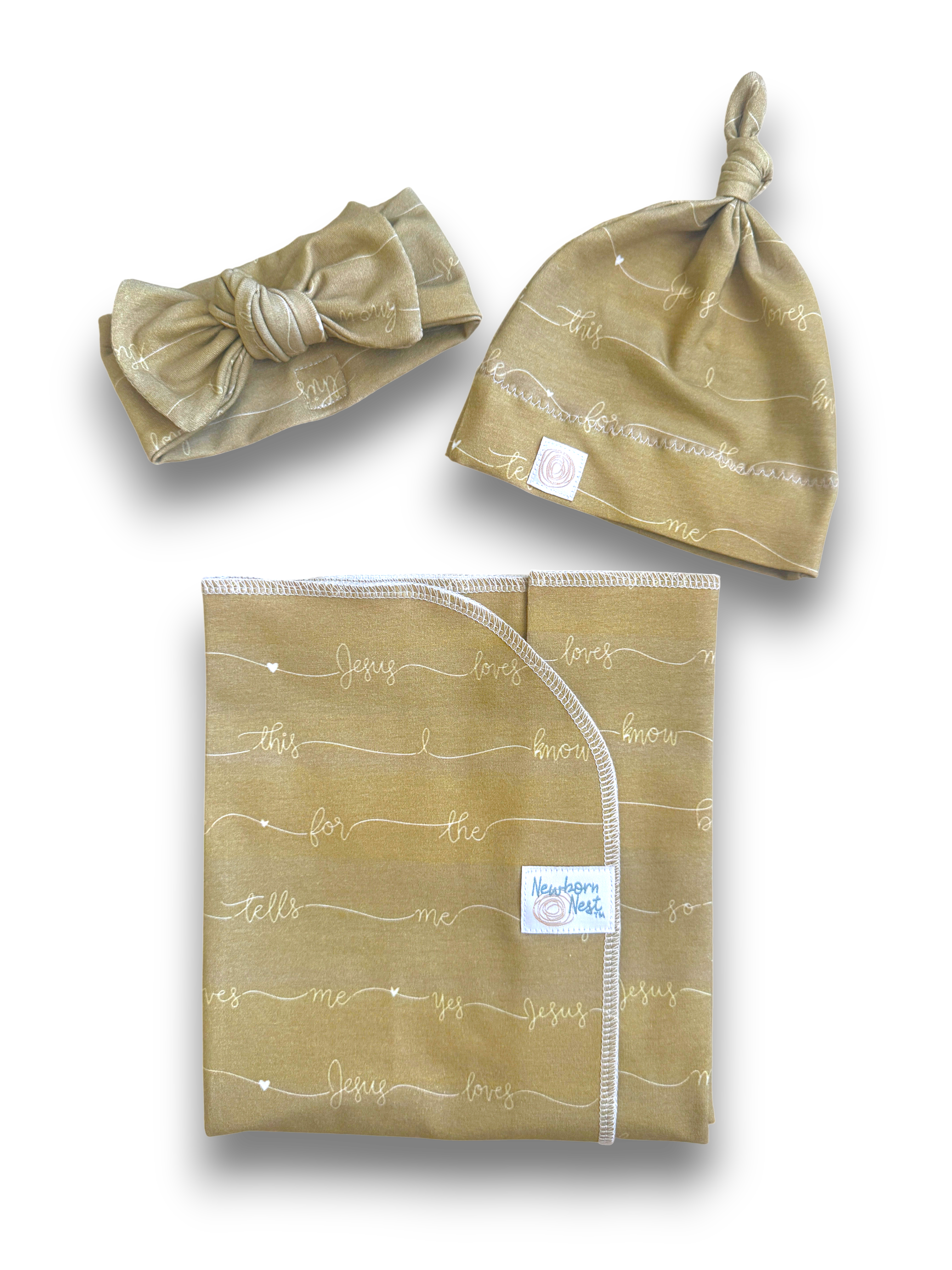 Jesus Loves Me - Swaddle + Topknot Hat