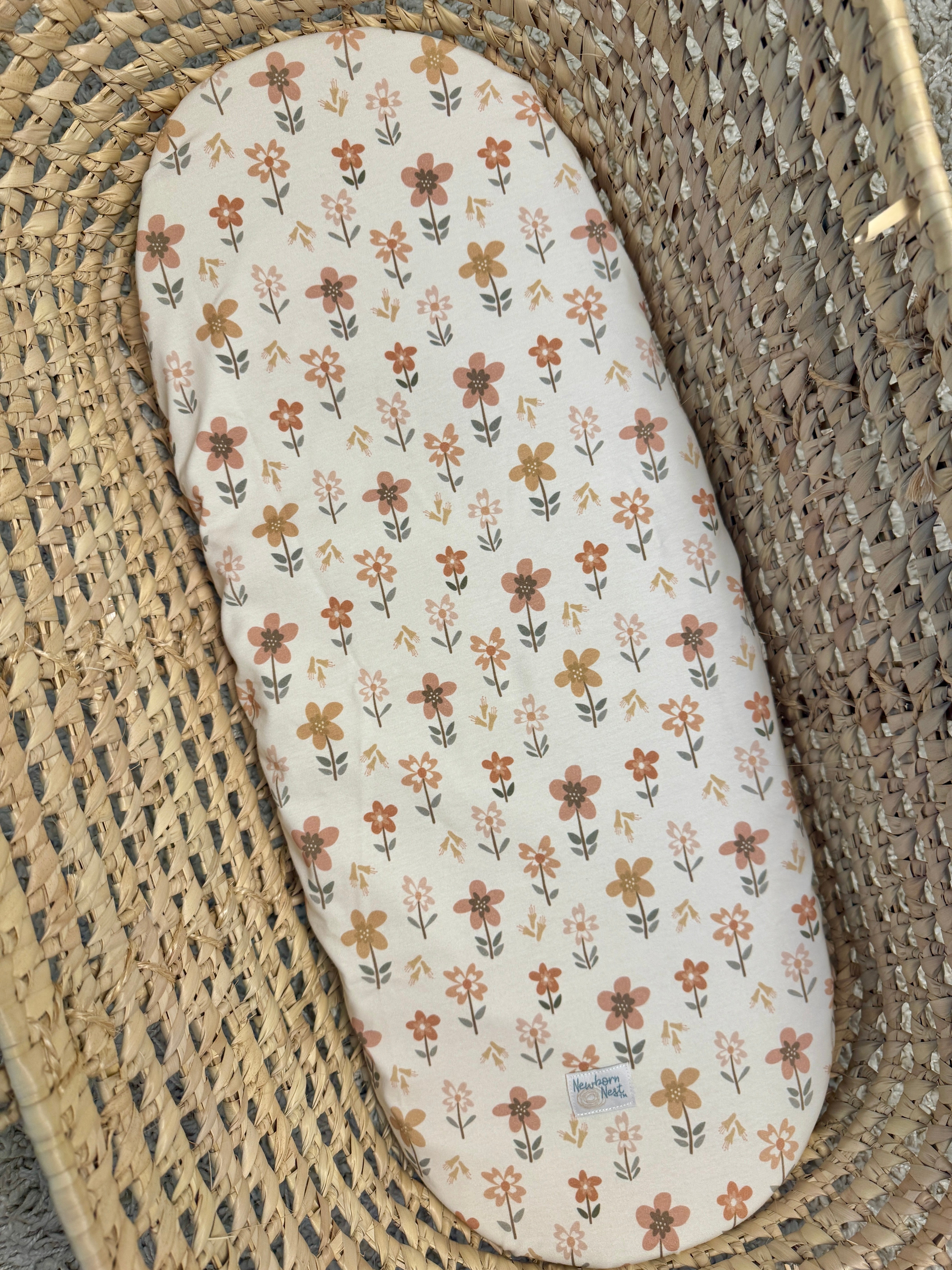 Neutral Floral Bassinet Sheet