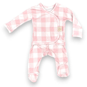 Heart2Heart Skin-to-Skin Onesie Buffalo Check Pink Blush